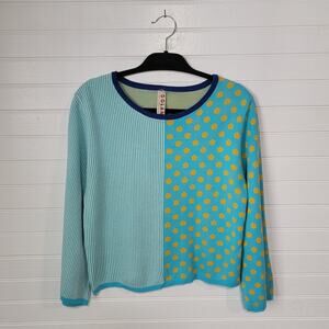 Anthropologie Dolan Size Medium Sweater Ditzy Floral Striped Preppy Wide Sleeve